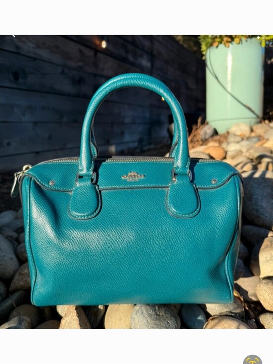 Coach Handbags - Coach Teal Pebble Leather Satchel - Coach Mini